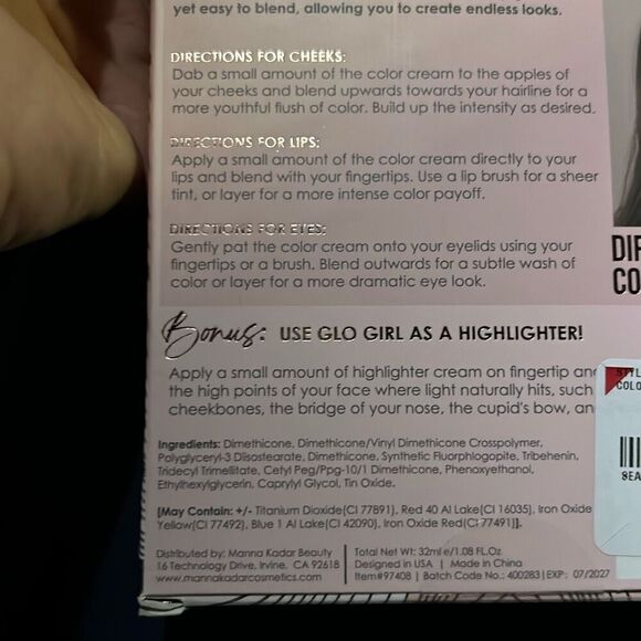 Manna Kadar Beauty 3-IN- 1 Cream Tints for Cheeks, Eyes & Lips. Set of 4. NEW - Picture 10 of 10